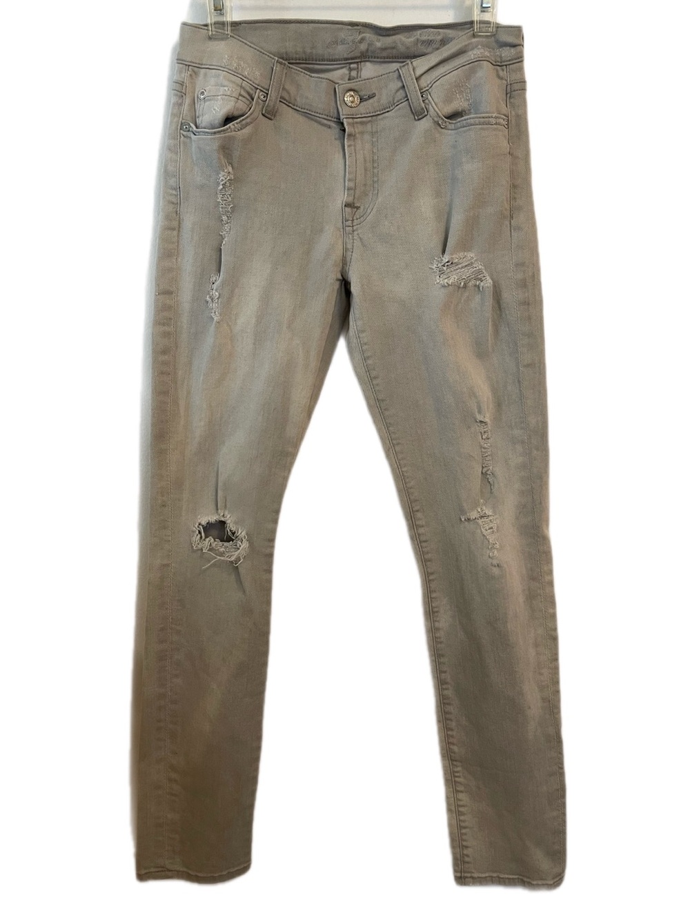7 For All Mankind Jeans Women Gray Light Wash Skinny Stretch The Slim Cigarette
